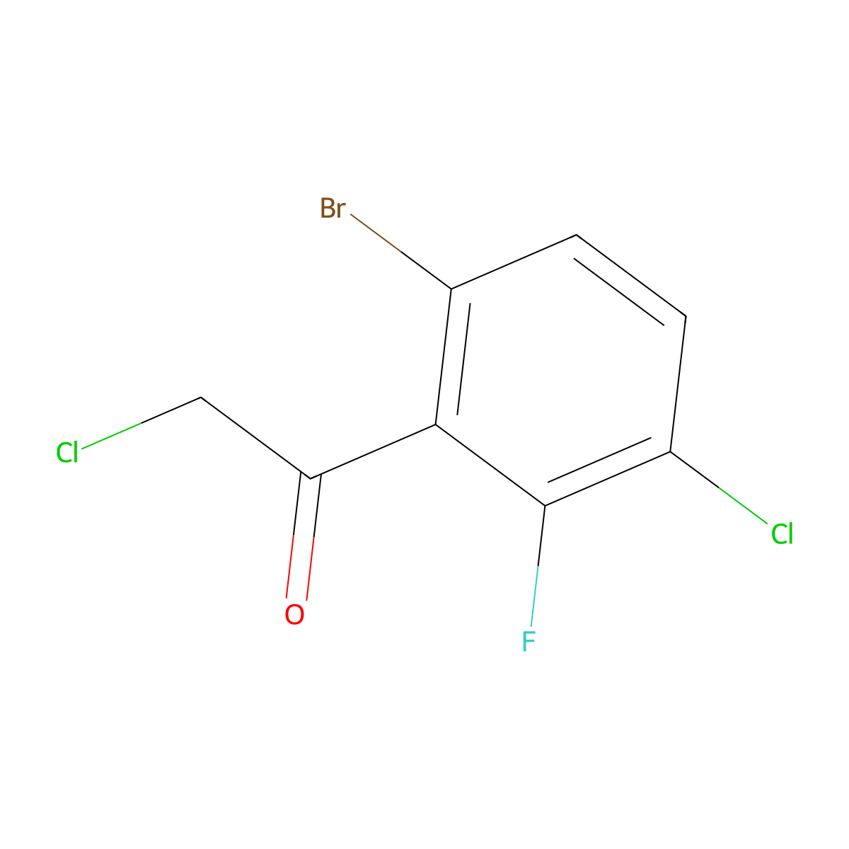 1-(6-Bromo-3-chloro-2-fluorophenyl)-2-chloroethan-1-one molecular structure, CAS 1805184-32-0