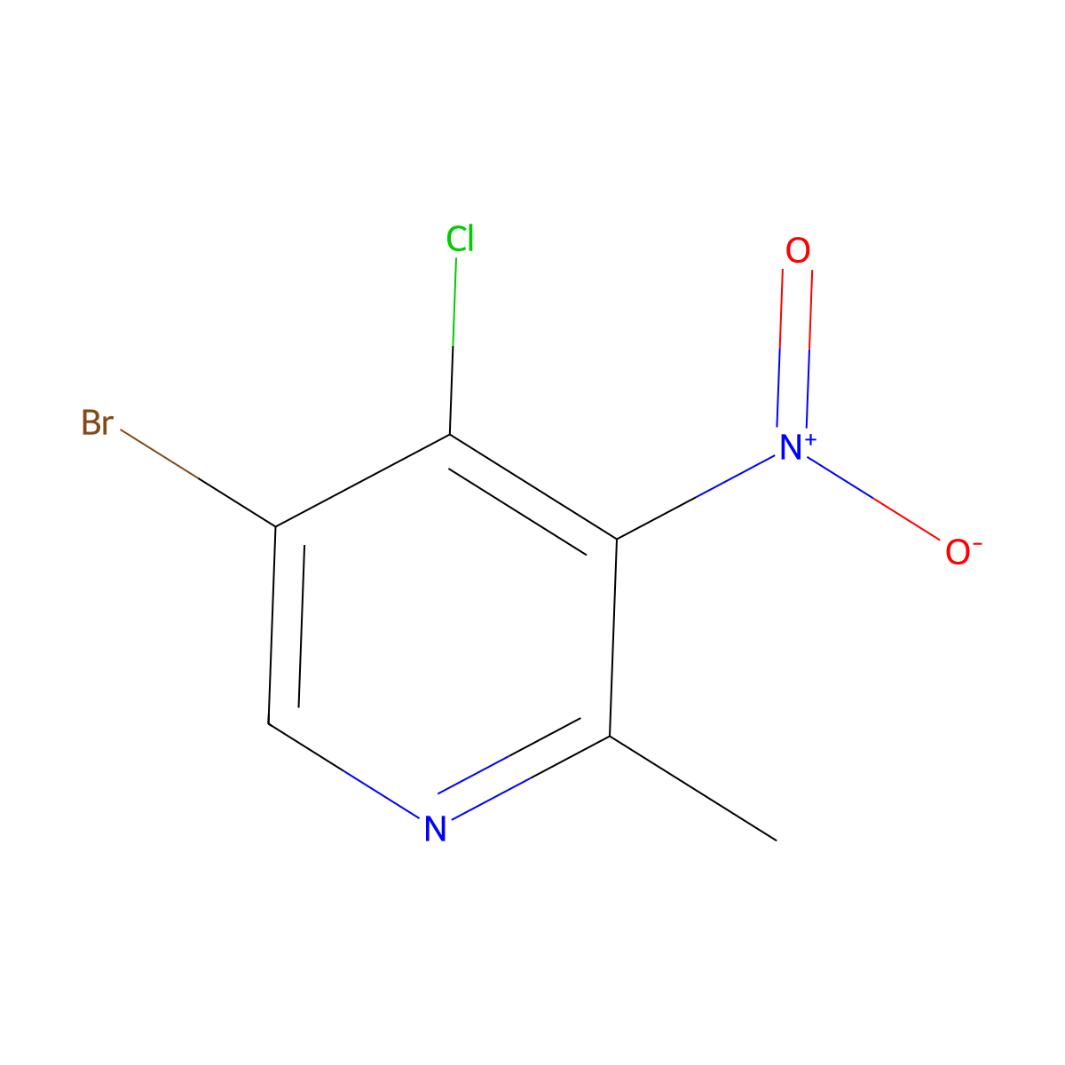 5-Bromo-4-chloro-2-methyl-3-nitro-pyridine molecular structure, CAS 1805185-07-2