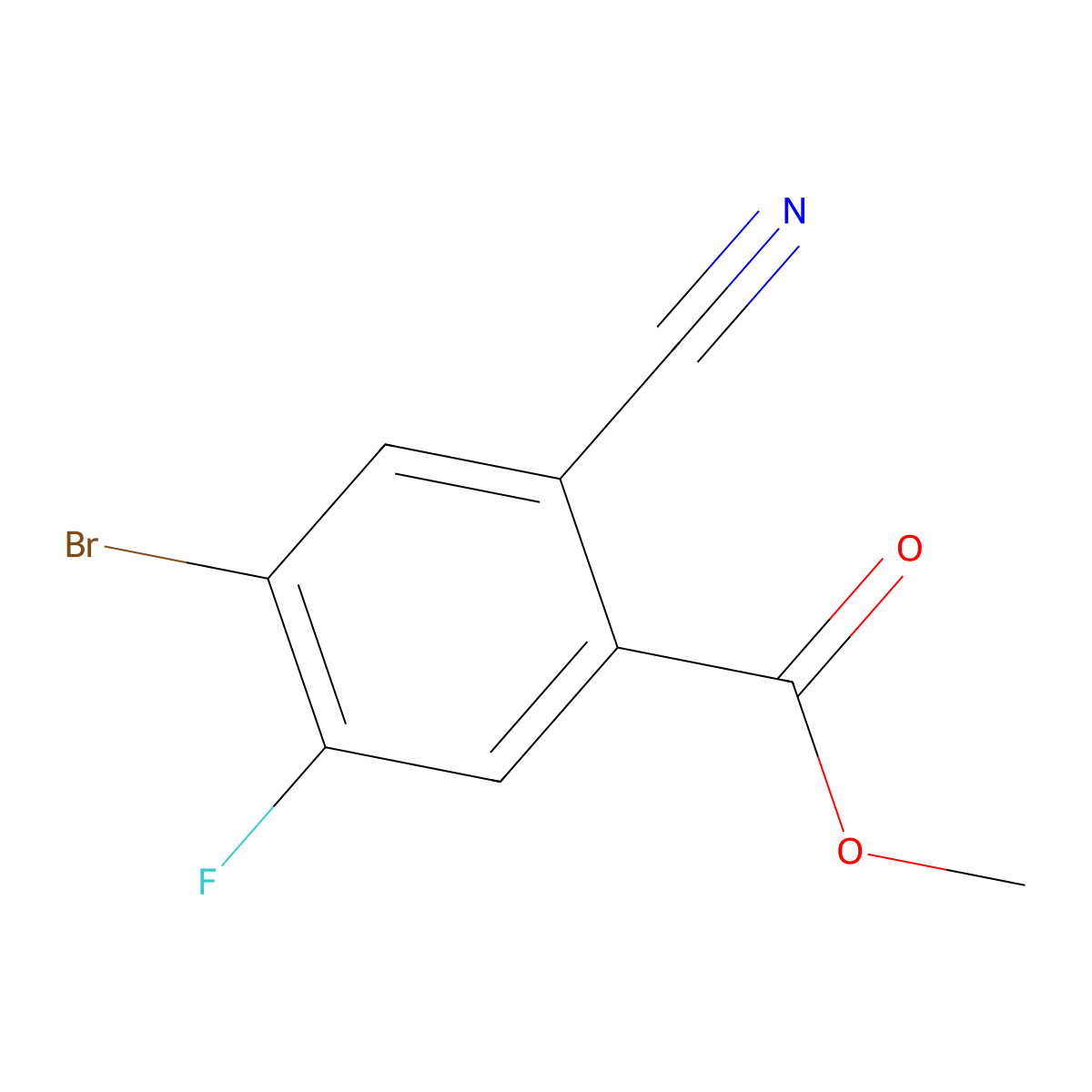 Methyl 4-bromo-2-cyano-5-fluorobenzoate molecular structure, CAS 1805188-11-7