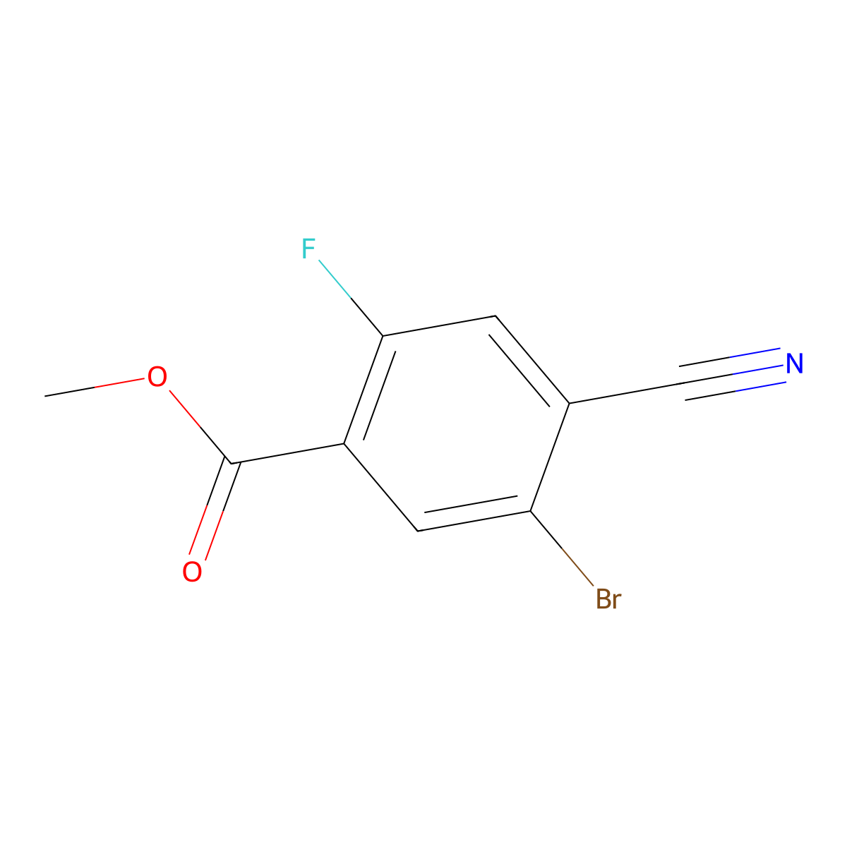Methyl 5-bromo-4-cyano-2-fluorobenzoate molecular structure, CAS 1805188-16-2