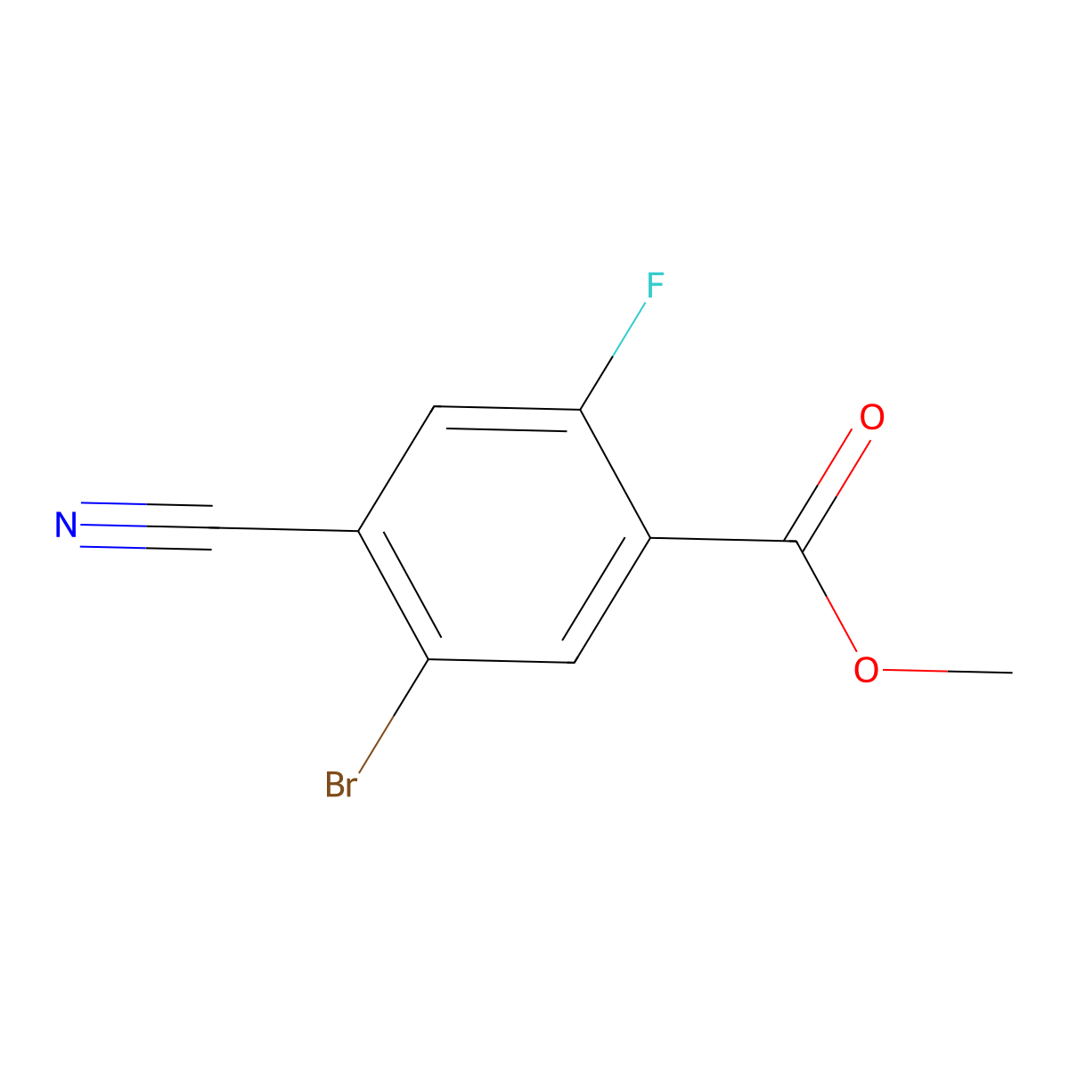 Methyl 5-bromo-4-cyano-2-fluorobenzoate molecular structure, CAS 1805188-16-2
