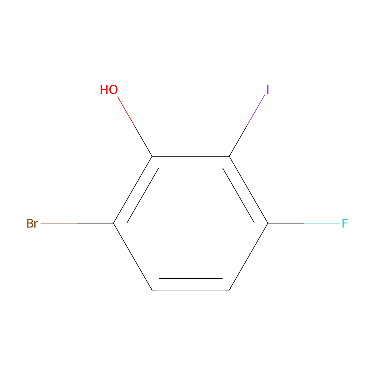 6-Bromo-3-fluoro-2-iodophenol molecular structure, CAS 1805191-96-1