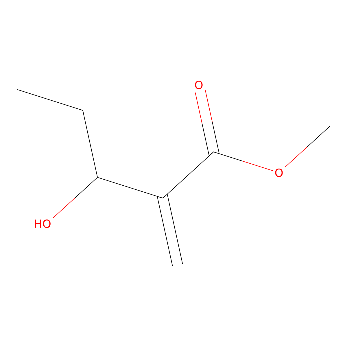 Methyl 3-hydroxy-2-methylidenepentanoate molecular structure, CAS 18052-21-6