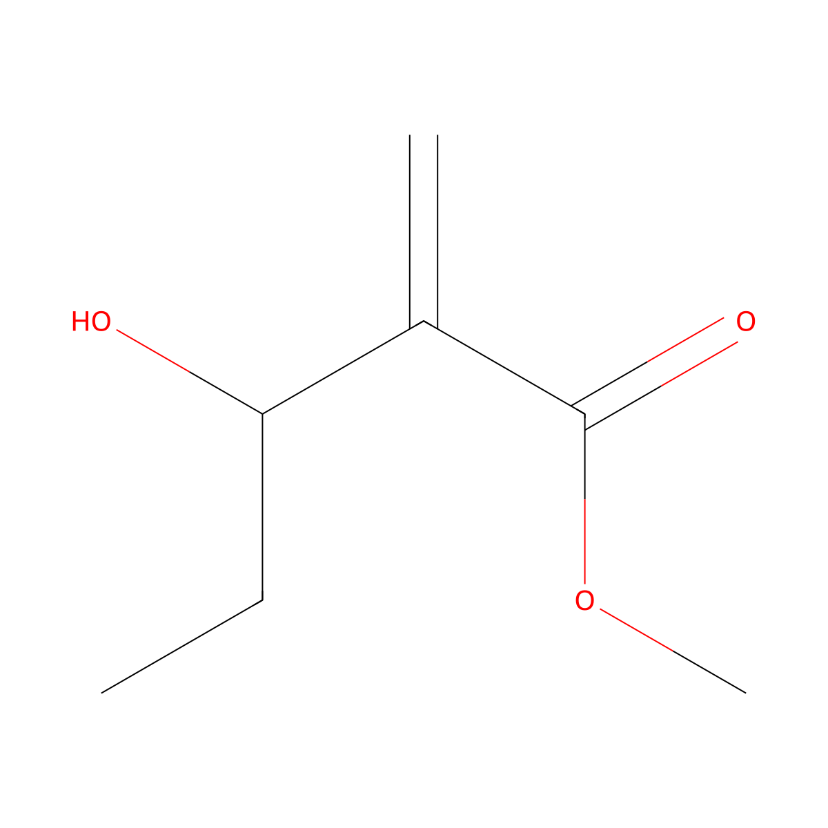 Methyl 3-hydroxy-2-methylidenepentanoate molecular structure, CAS 18052-21-6