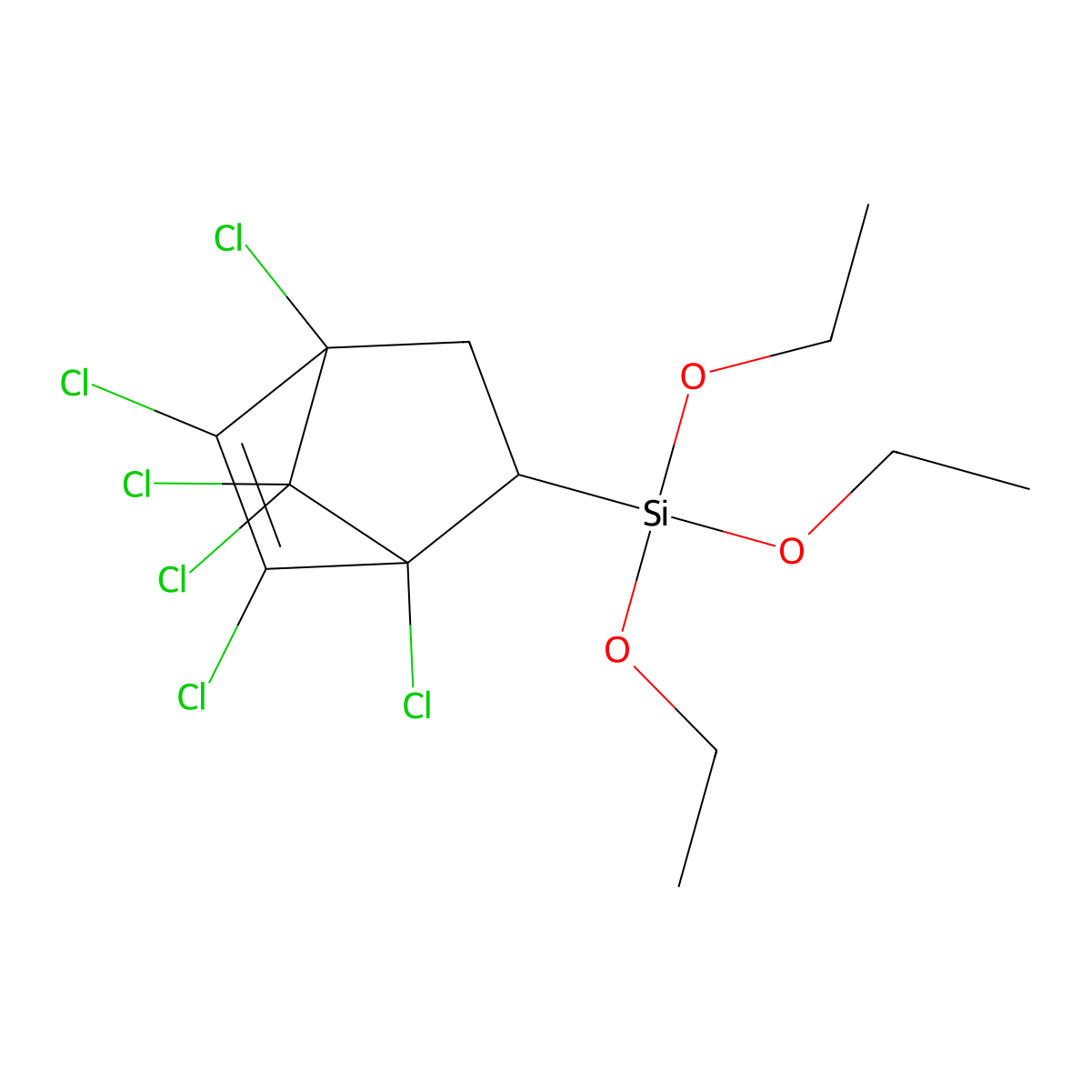 Silane, triethoxy(1,4,5,6,7,7-hexachlorobicyclo(2.2.1)hept-5-en-2-yl)- molecular structure, CAS 18052-83-0