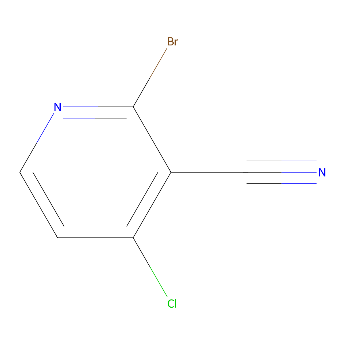 2-Bromo-4-chloropyridine-3-carbonitrile molecular structure, CAS 1805210-07-4