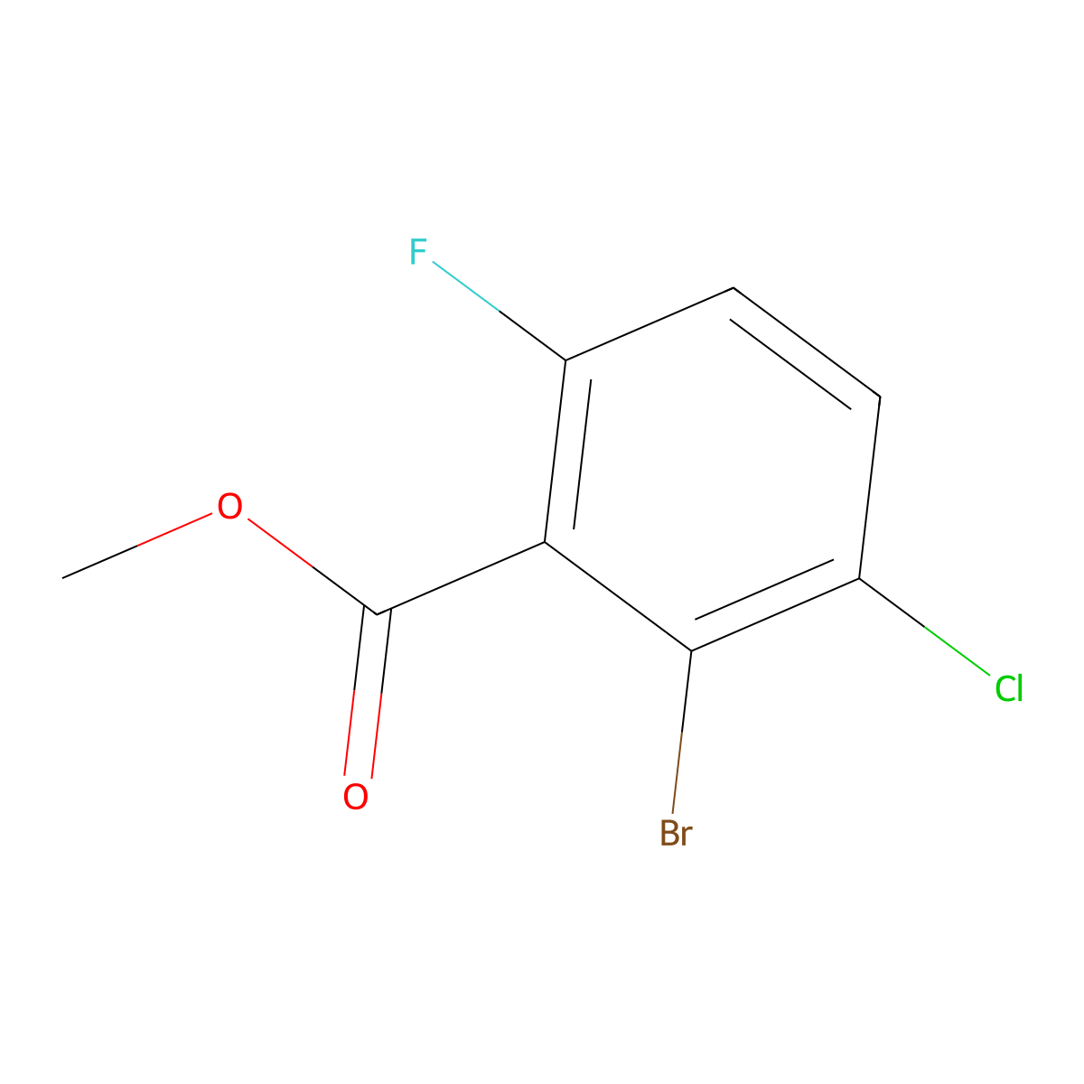 Methyl 2-bromo-3-chloro-6-fluorobenzoate molecular structure, CAS 1805210-84-7