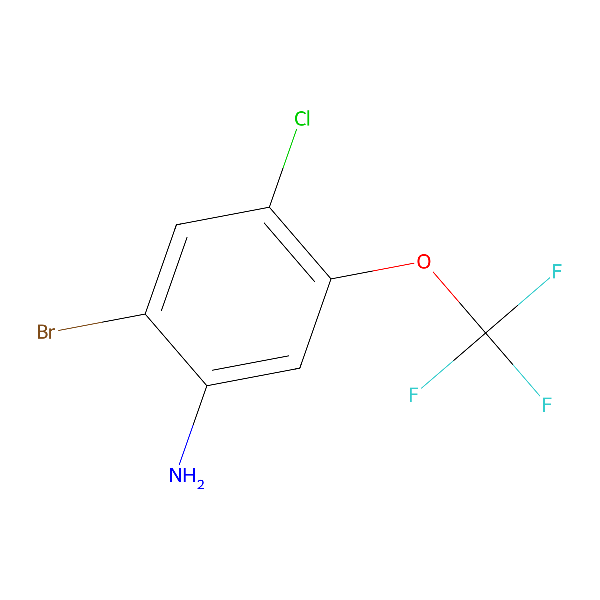 2-Bromo-4-chloro-5-(trifluoromethoxy)aniline molecular structure, CAS 1805213-02-8
