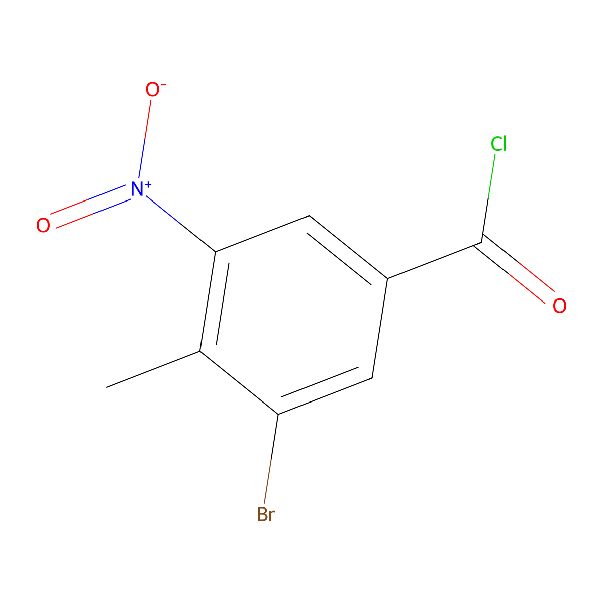 3-Bromo-4-methyl-5-nitrobenzoyl chloride molecular structure, CAS 1805220-44-3