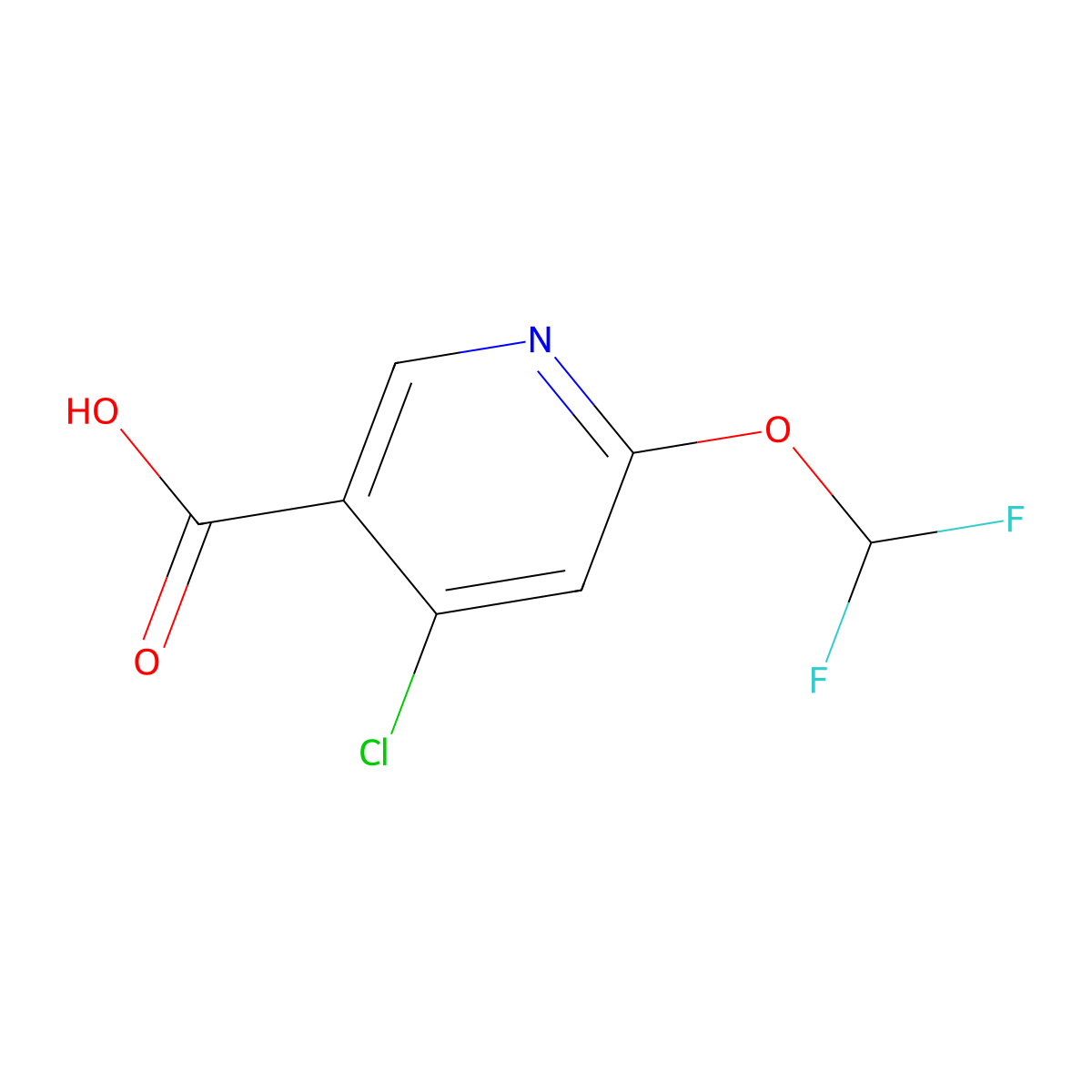 4-Chloro-6-(difluoromethoxy)-3-pyridinecarboxylic acid molecular structure, CAS 1805221-81-1