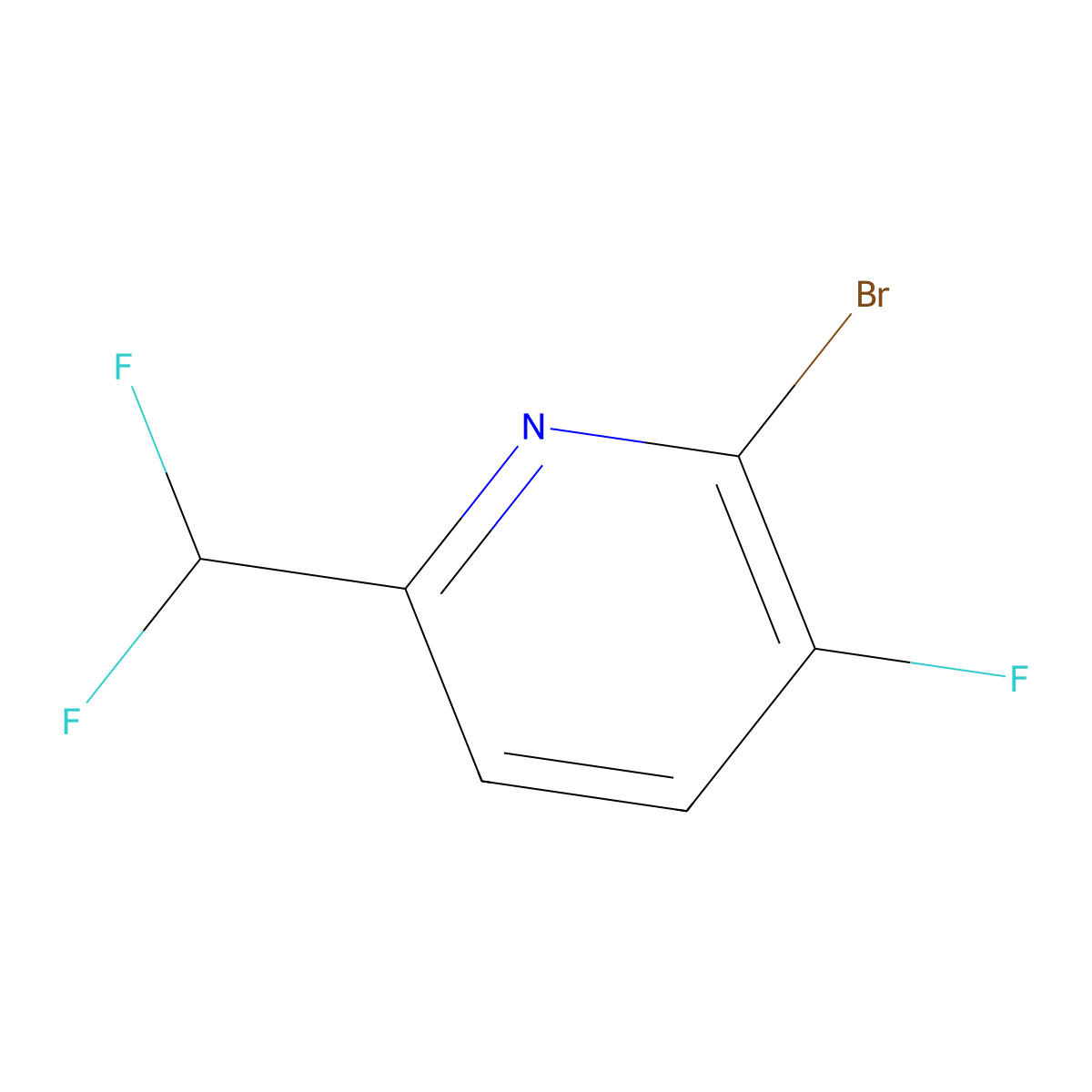 2-Bromo-6-(difluoromethyl)-3-fluoropyridine molecular structure, CAS 1805221-89-9