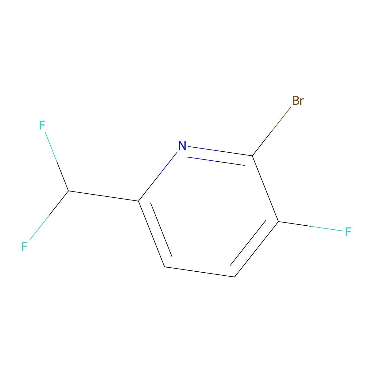 2-Bromo-6-(difluoromethyl)-3-fluoropyridine molecular structure, CAS 1805221-89-9