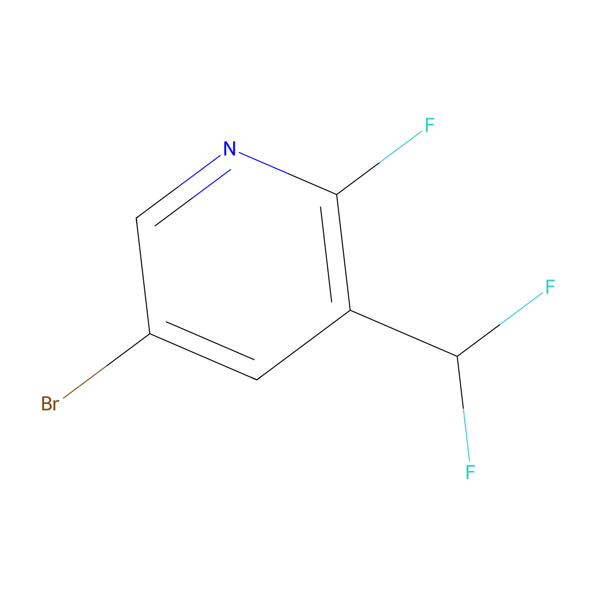 5-Bromo-3-(difluoromethyl)-2-fluoropyridine molecular structure, CAS 1805222-04-1