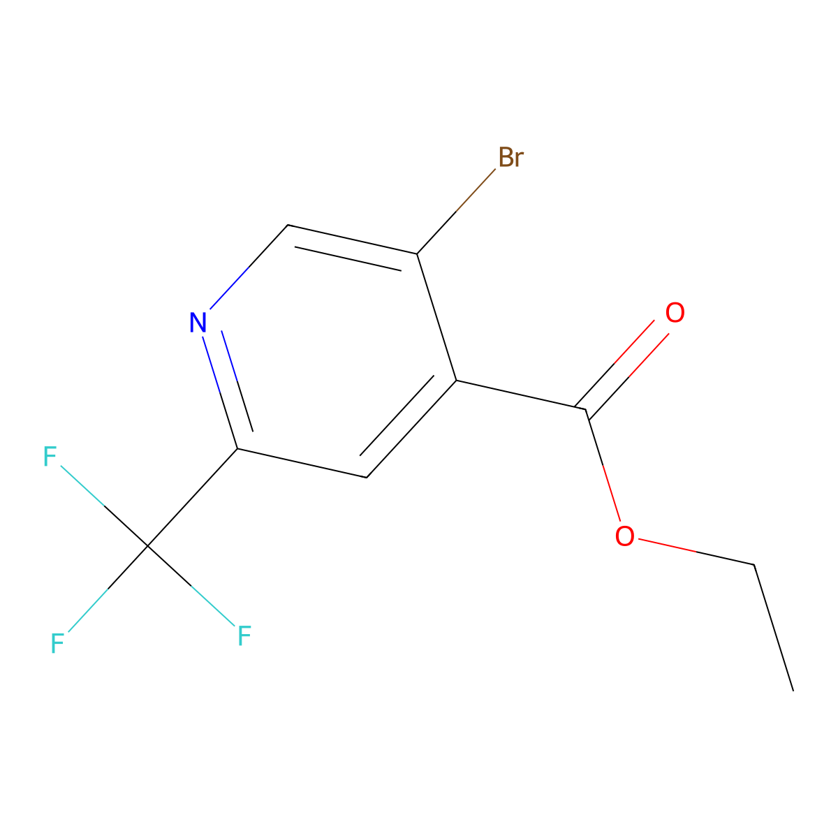 Ethyl 5-bromo-2-(trifluoromethyl)isonicotinate molecular structure, CAS 1805222-50-7