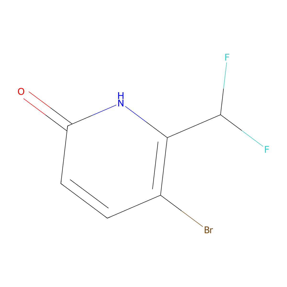2(1H)-Pyridinone, 5-bromo-6-(difluoromethyl)- molecular structure, CAS 1805222-51-8