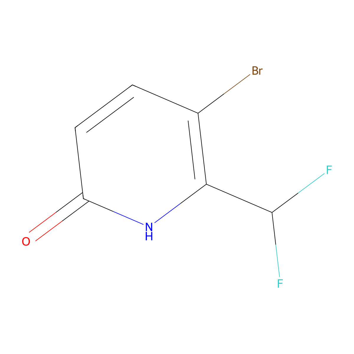 2(1H)-Pyridinone, 5-bromo-6-(difluoromethyl)- molecular structure, CAS 1805222-51-8