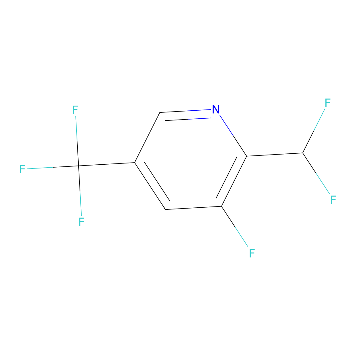 2-(Difluoromethyl)-3-fluoro-5-(trifluoromethyl)pyridine molecular structure, CAS 1805224-42-3