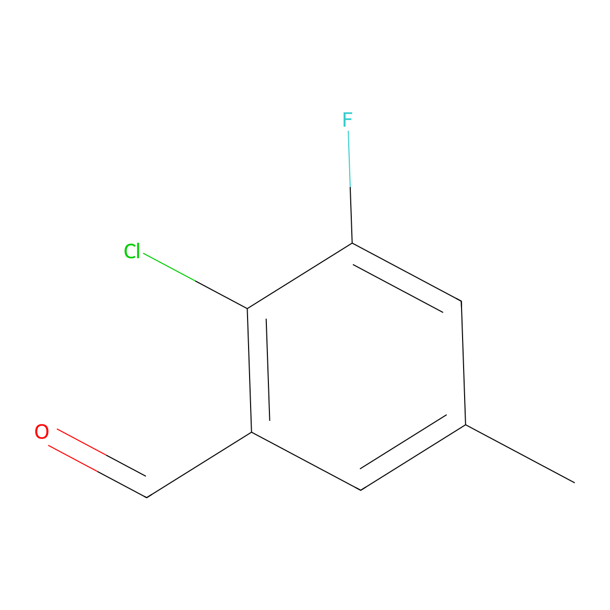 2-Chloro-3-fluoro-5-methylbenzaldehyde molecular structure, CAS 1805225-87-9