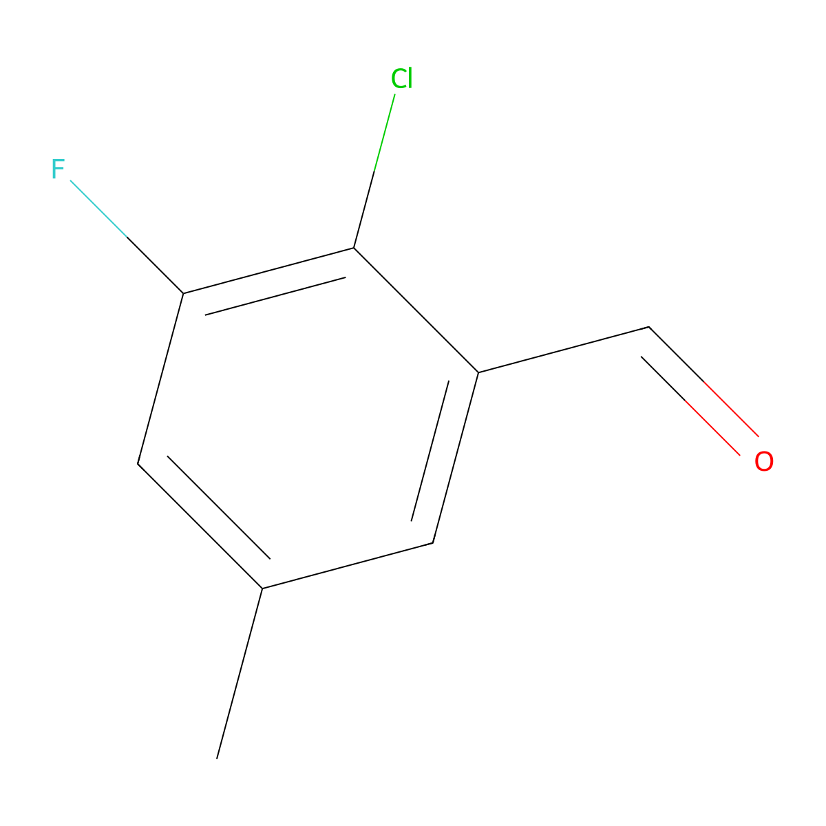 2-Chloro-3-fluoro-5-methylbenzaldehyde molecular structure, CAS 1805225-87-9