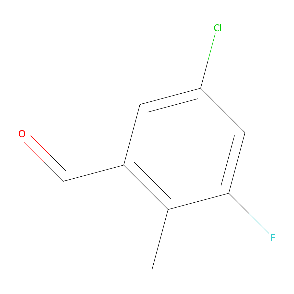 5-Chloro-3-fluoro-2-methylbenzaldehyde molecular structure, CAS 1805225-92-6