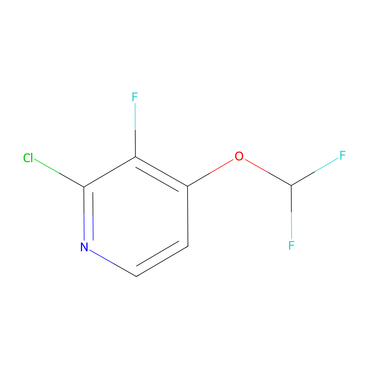 2-Chloro-4-(difluoromethoxy)-3-fluoropyridine molecular structure, CAS 1805226-09-8