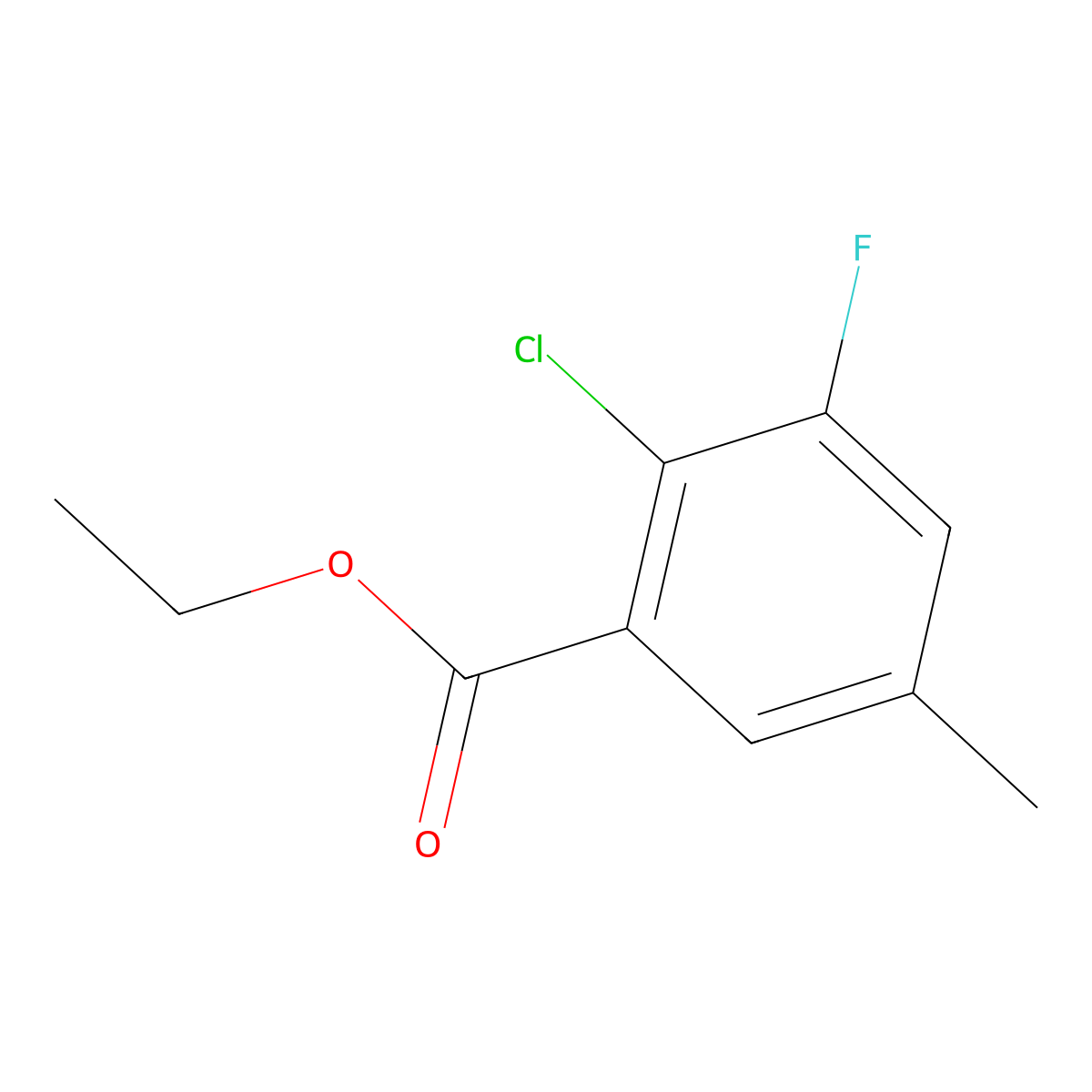 Ethyl 2-chloro-3-fluoro-5-methylbenzoate molecular structure, CAS 1805226-25-8