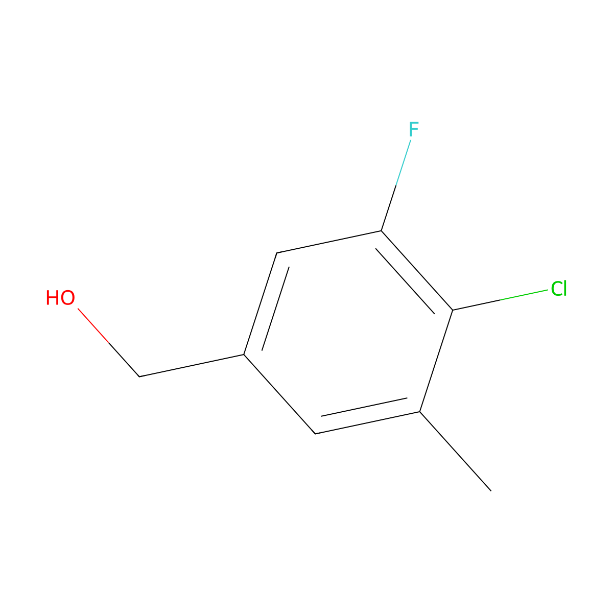 (4-Chloro-3-fluoro-5-methylphenyl)methanol molecular structure, CAS 1805226-81-6