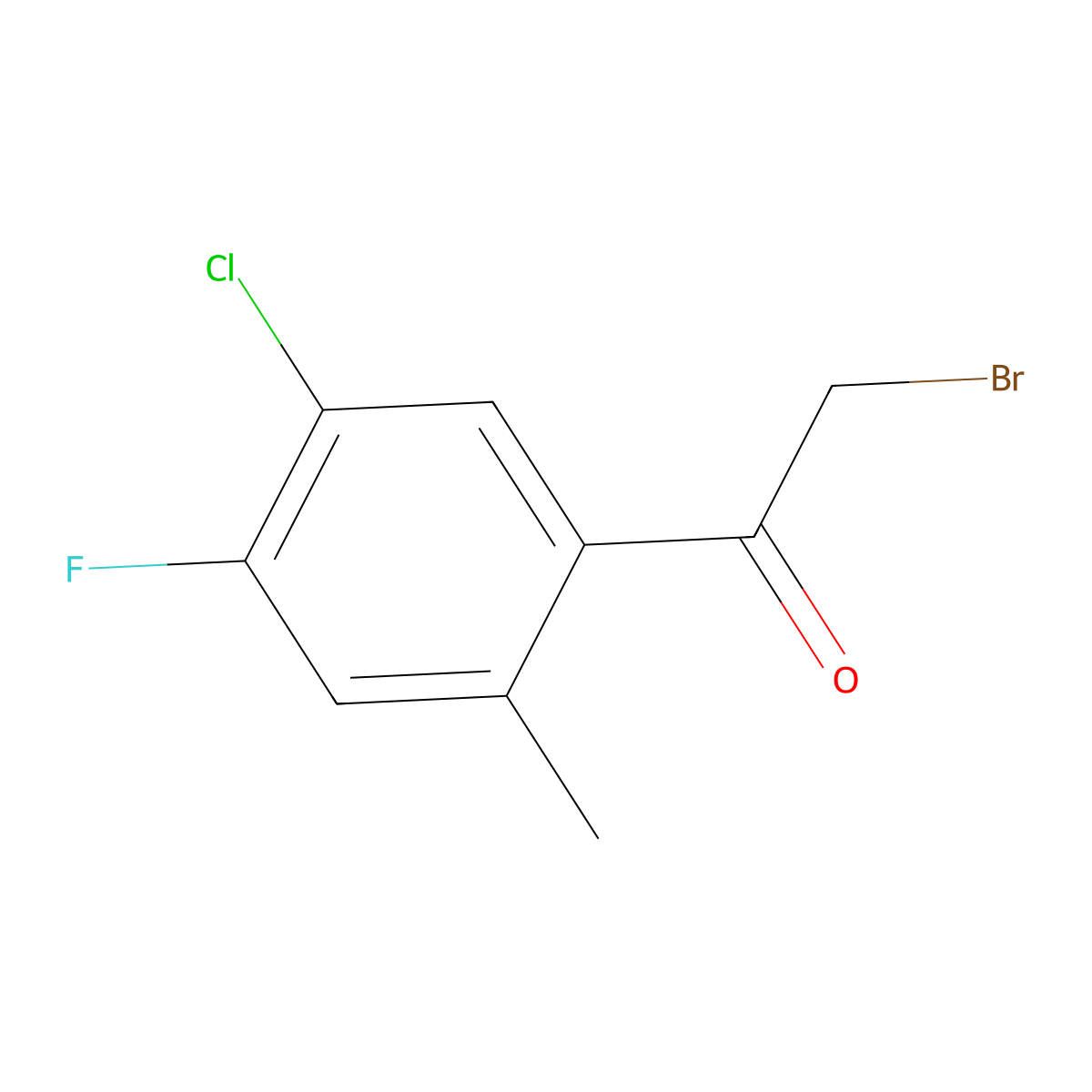 2-Bromo-1-(5-chloro-4-fluoro-2-methylphenyl)ethan-1-one molecular structure, CAS 1805227-18-2