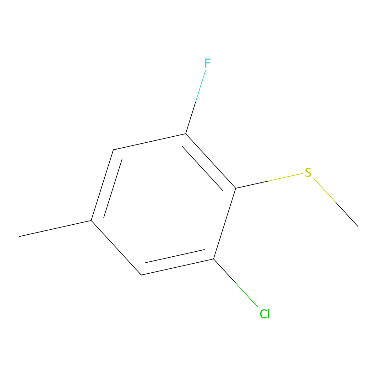 (2-Chloro-6-fluoro-4-methylphenyl)(methyl)sulfane molecular structure, CAS 1805227-45-5