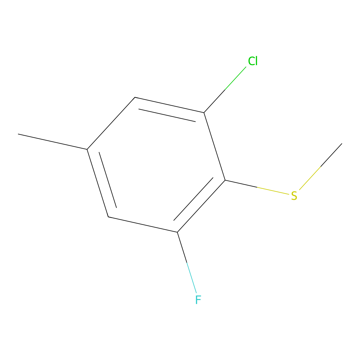 (2-Chloro-6-fluoro-4-methylphenyl)(methyl)sulfane molecular structure, CAS 1805227-45-5