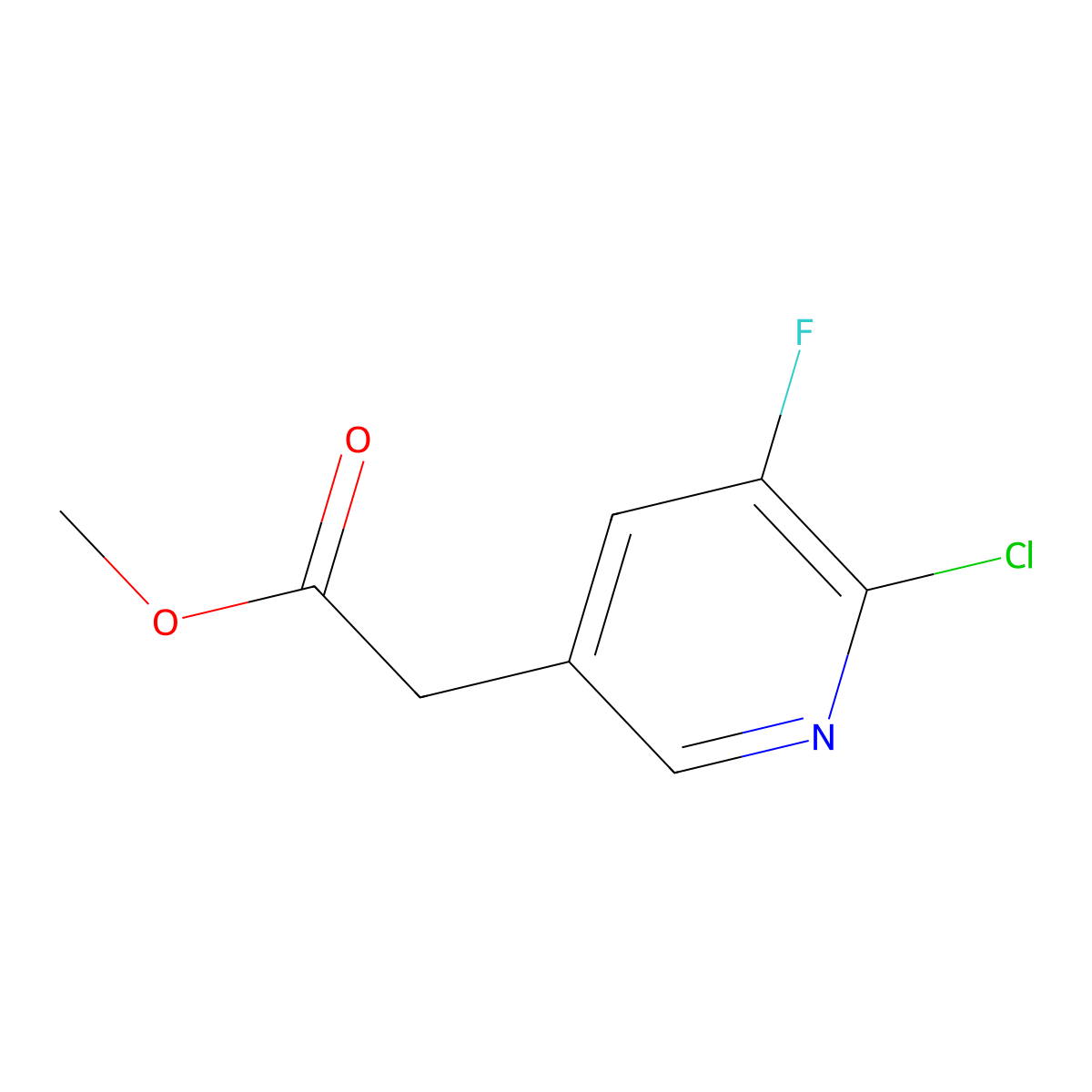 Methyl 2-(6-chloro-5-fluoropyridin-3-yl)acetate molecular structure, CAS 1805227-78-4