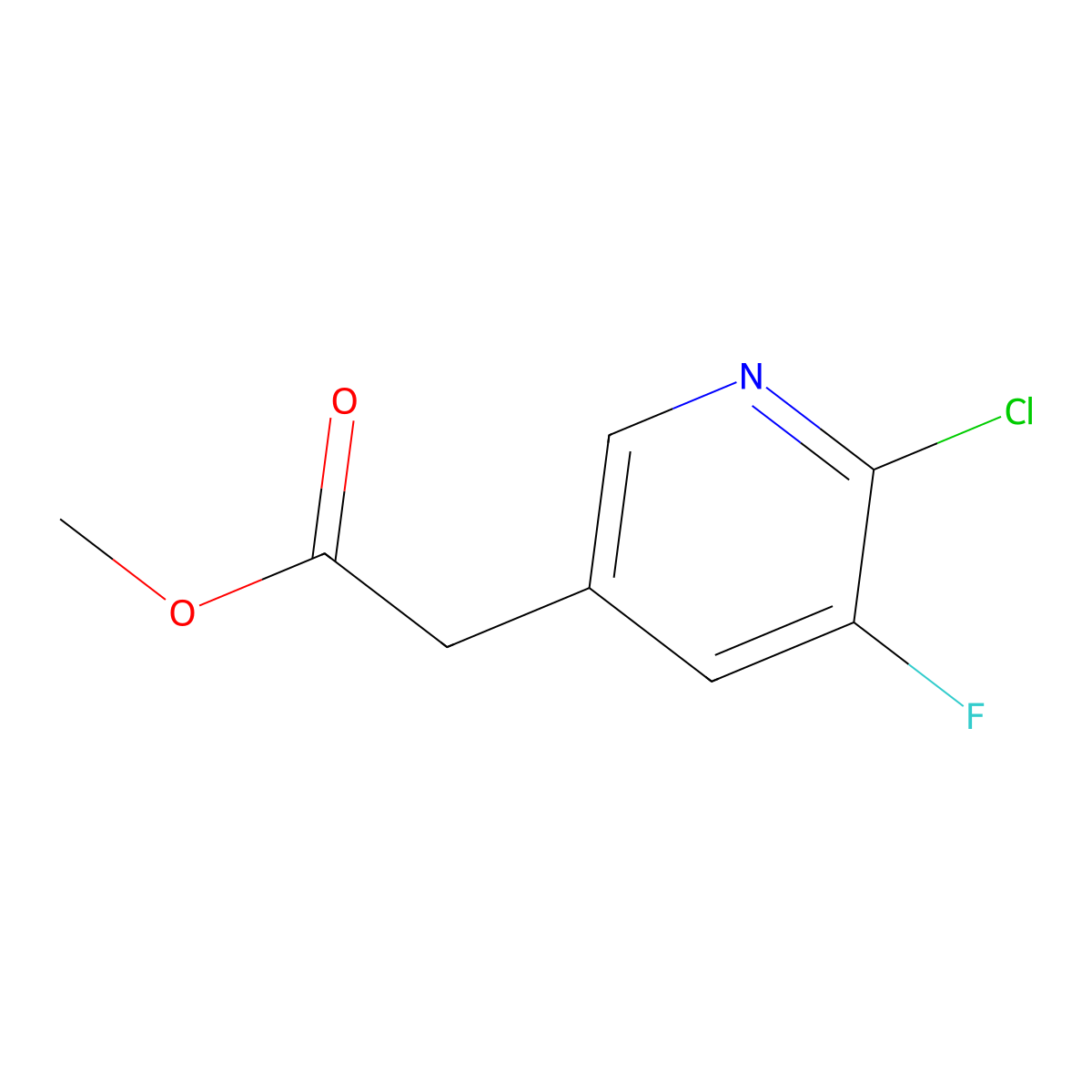 Methyl 2-(6-chloro-5-fluoropyridin-3-yl)acetate molecular structure, CAS 1805227-78-4