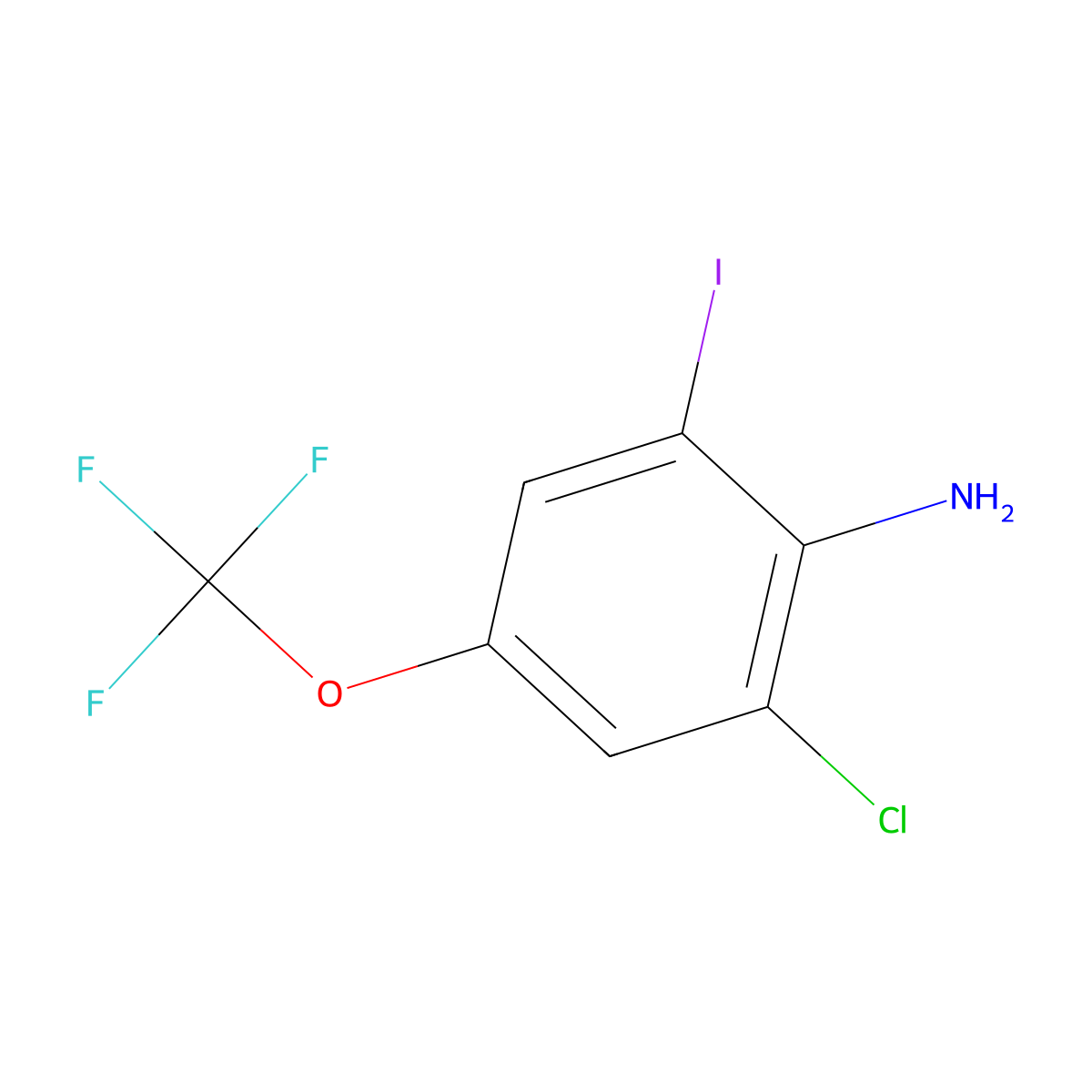 2-Chloro-6-iodo-4-(trifluoromethoxy)aniline molecular structure, CAS 1805237-24-4