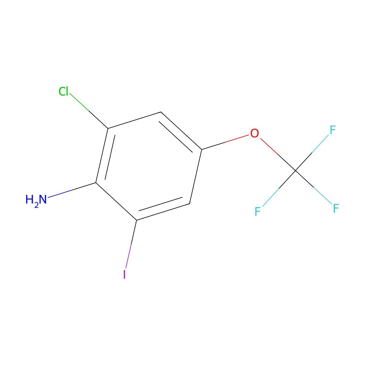 2-Chloro-6-iodo-4-(trifluoromethoxy)aniline molecular structure, CAS 1805237-24-4