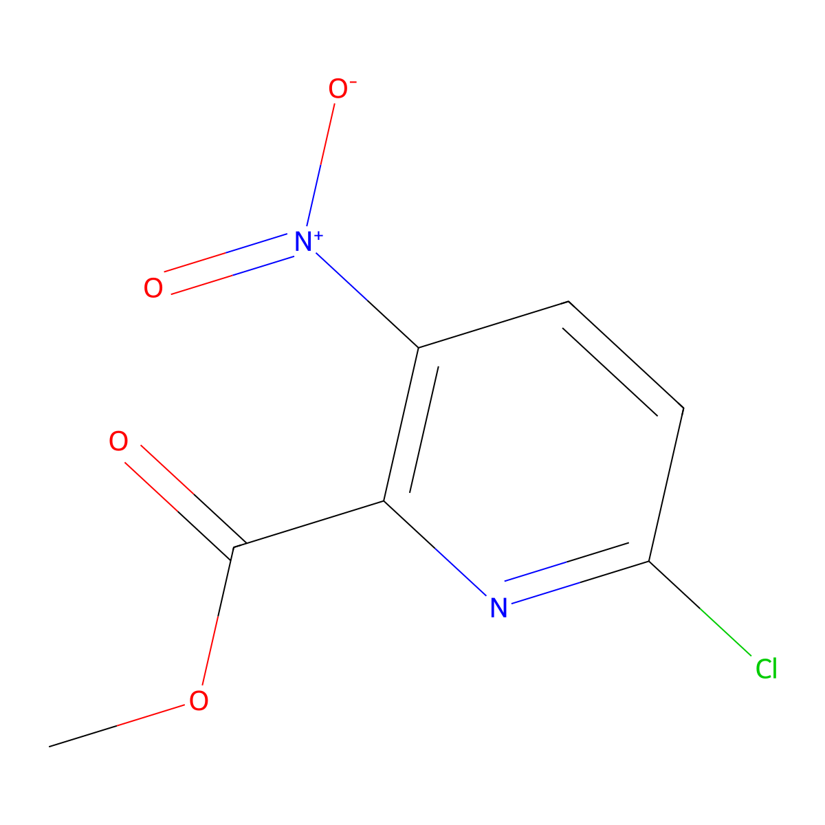 Methyl 6-chloro-3-nitropicolinate molecular structure, CAS 1805240-74-7