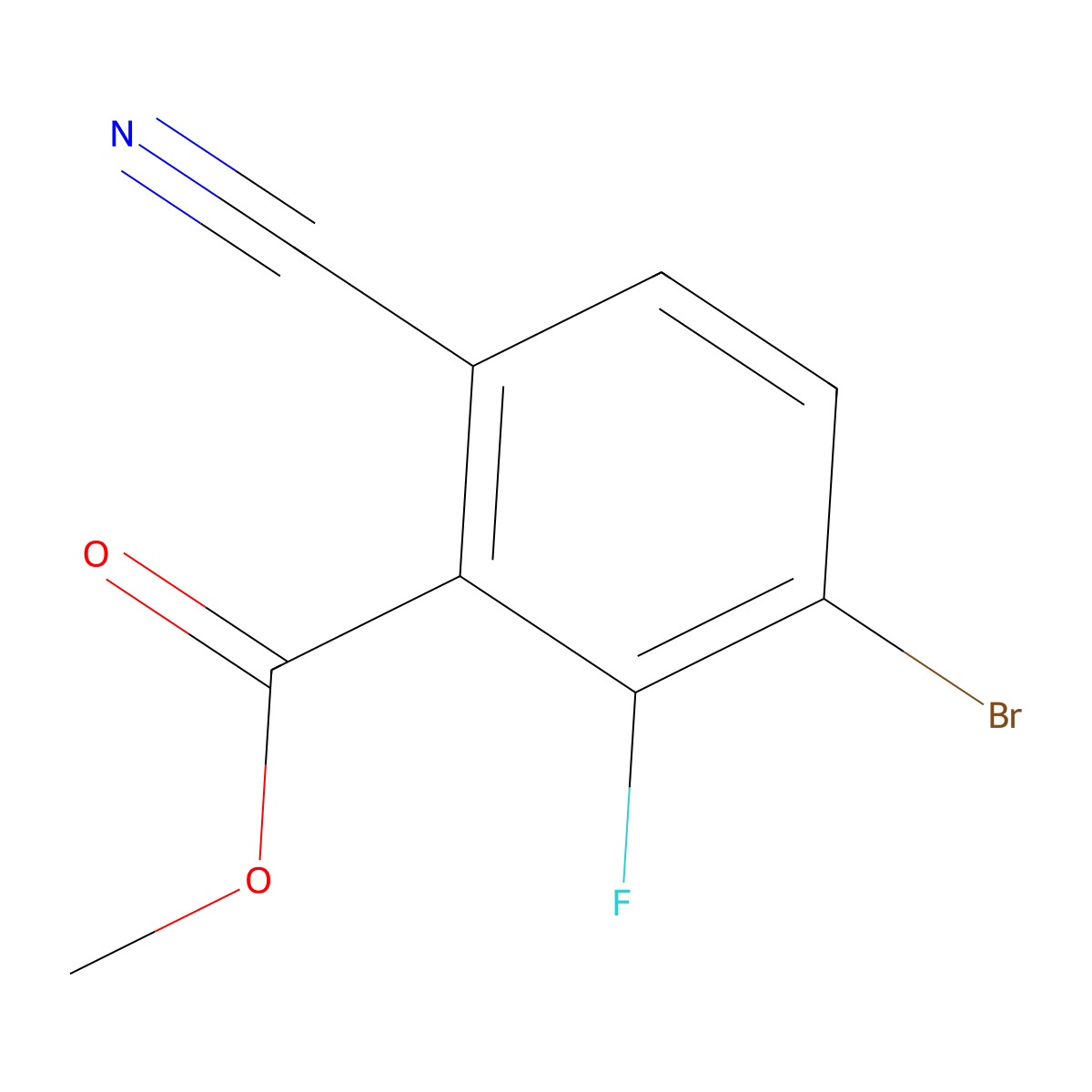 Methyl 3-bromo-6-cyano-2-fluorobenzoate molecular structure, CAS 1805246-16-5