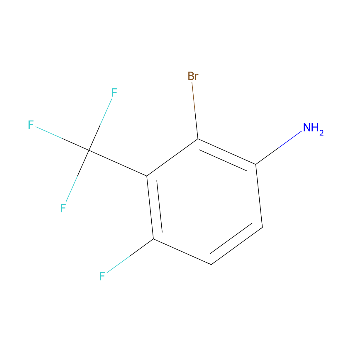 2-Bromo-4-fluoro-3-(trifluoromethyl)aniline molecular structure, CAS 1805249-14-2