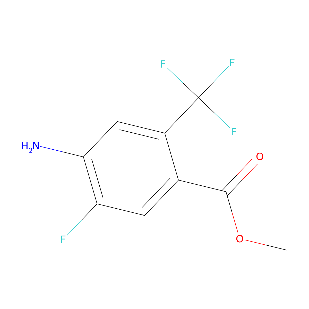 Methyl 4-amino-5-fluoro-2-(trifluoromethyl)benzoate molecular structure, CAS 1805272-13-2