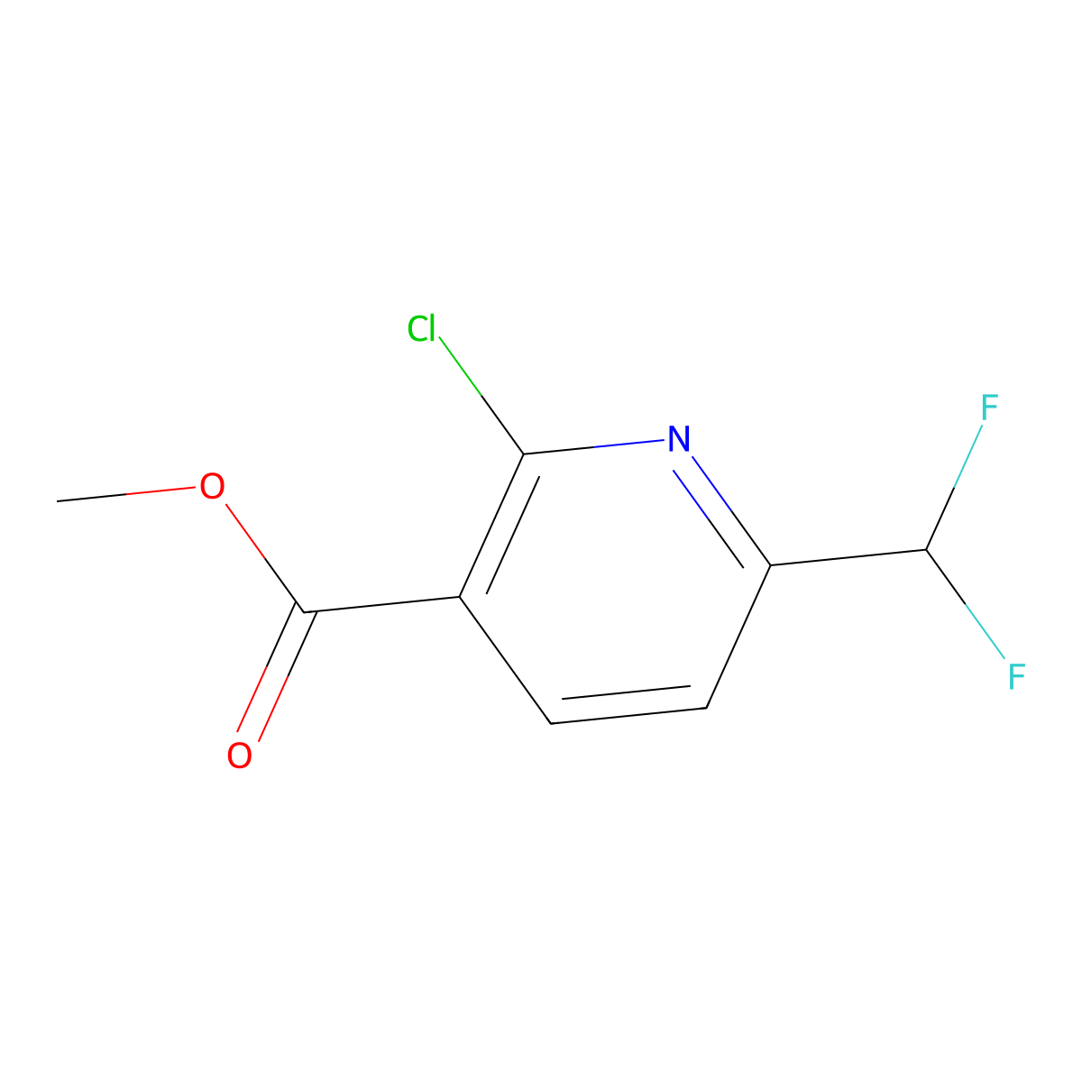 Methyl 2-chloro-6-(difluoromethyl)nicotinate molecular structure, CAS 1805274-05-8