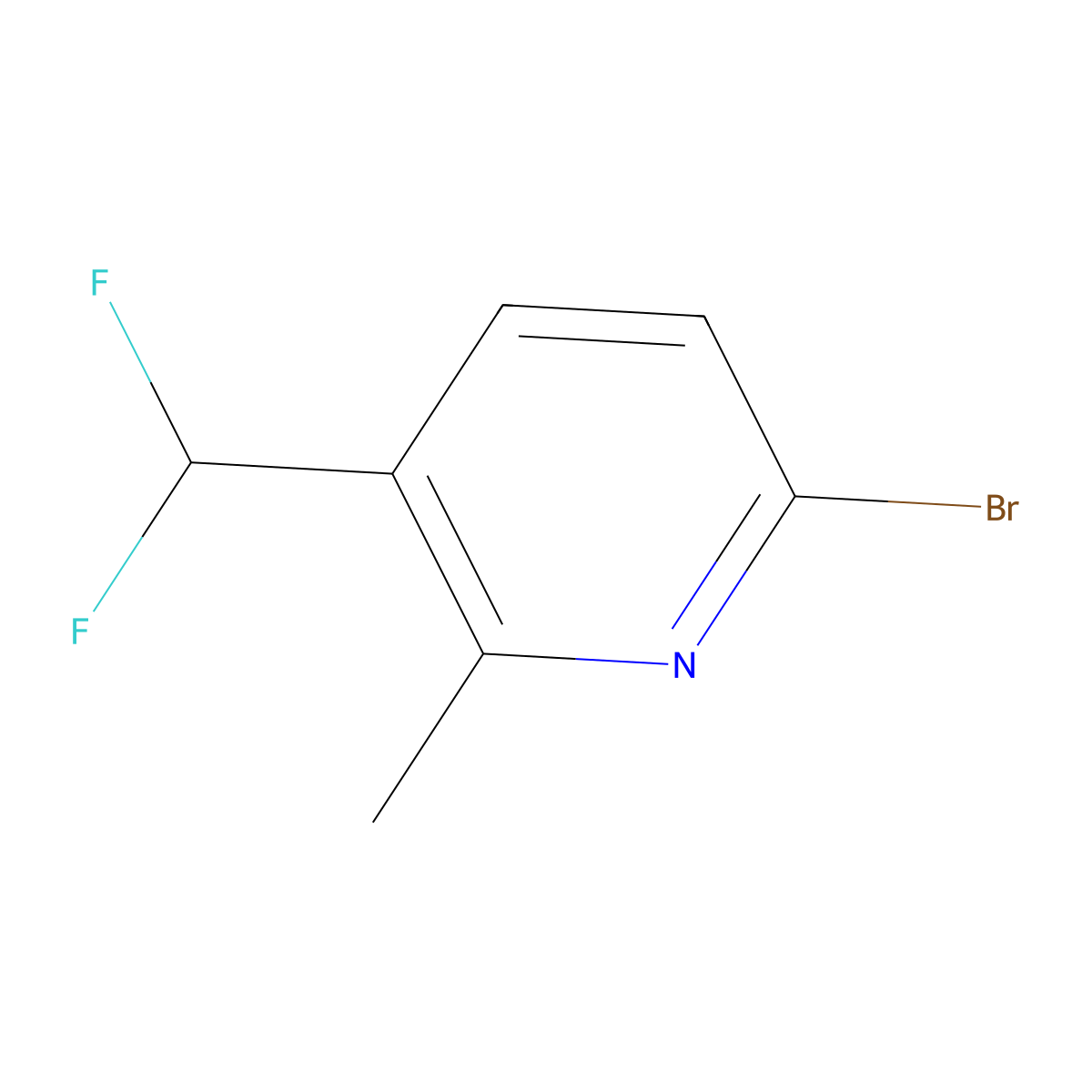 6-Bromo-3-(difluoromethyl)-2-methylpyridine molecular structure, CAS 1805279-63-3
