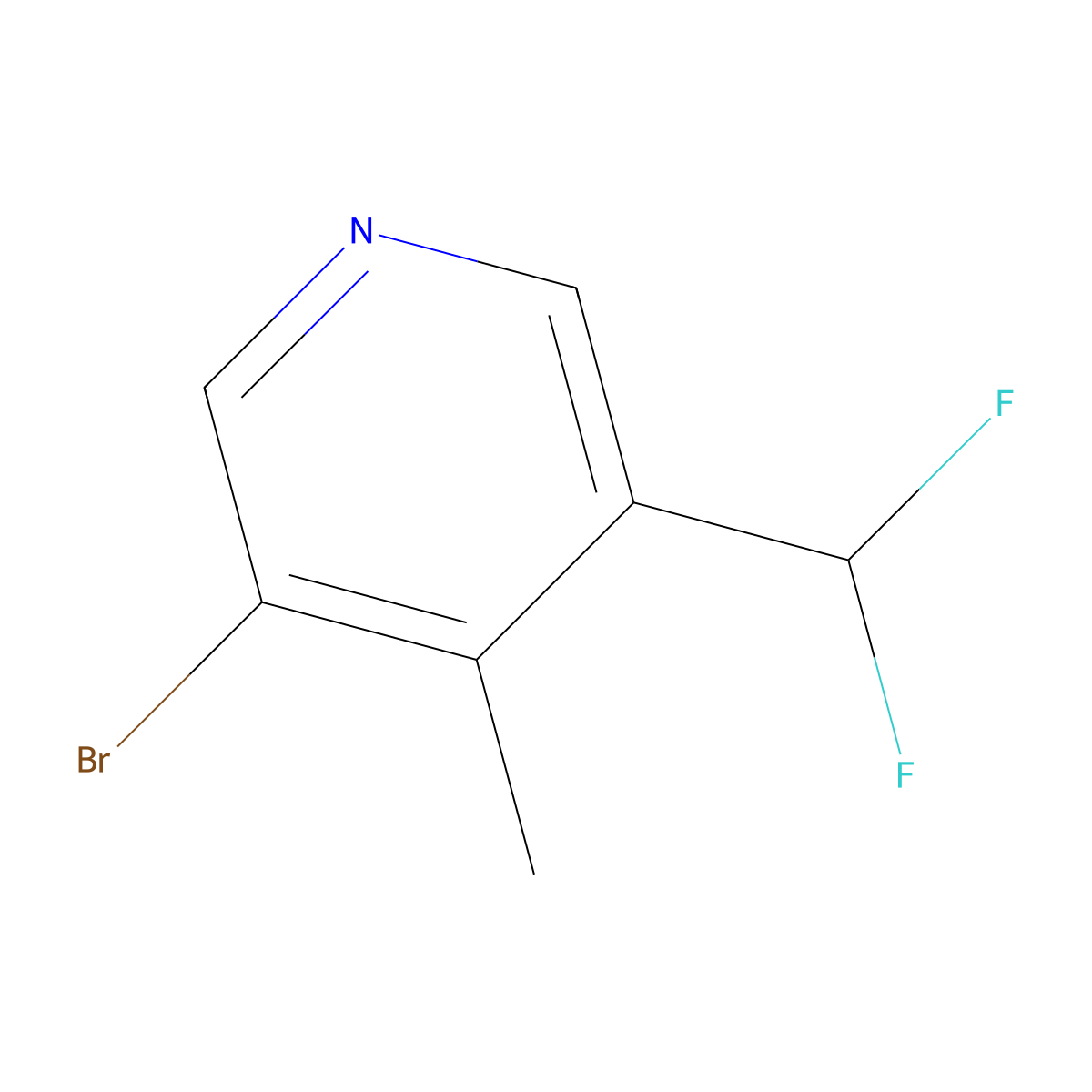 3-Bromo-5-(difluoromethyl)-4-methylpyridine molecular structure, CAS 1805279-69-9
