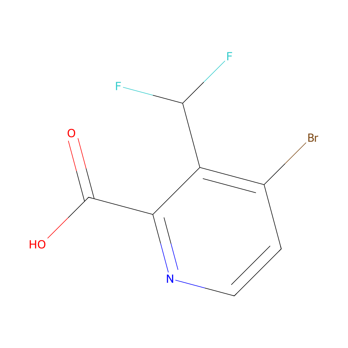 4-Bromo-3-(difluoromethyl)pyridine-2-carboxylic acid molecular structure, CAS 1805297-32-8