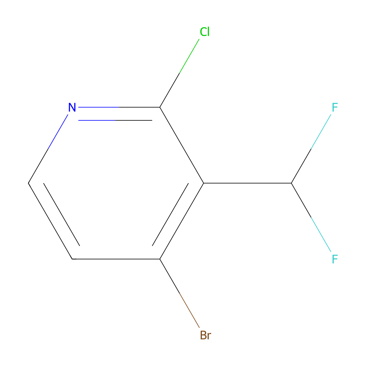 4-Bromo-2-chloro-3-(difluoromethyl)pyridine molecular structure, CAS 1805299-51-7