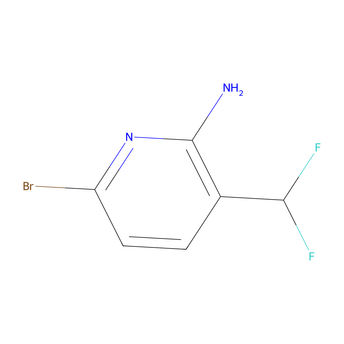 6-Bromo-3-(difluoromethyl)pyridin-2-amine molecular structure, CAS 1805300-61-1