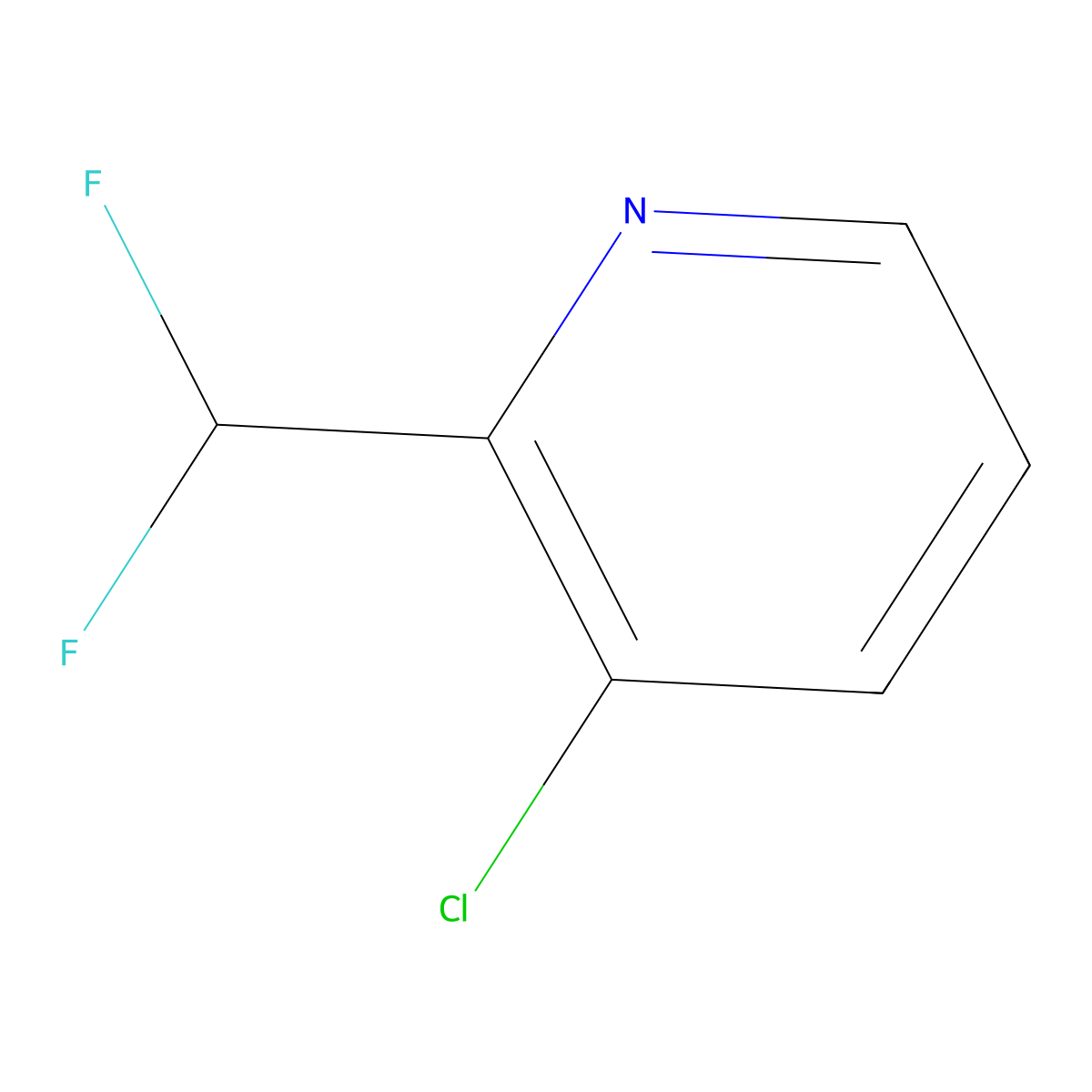 3-Chloro-2-(difluoromethyl)pyridine molecular structure, CAS 1805301-63-6