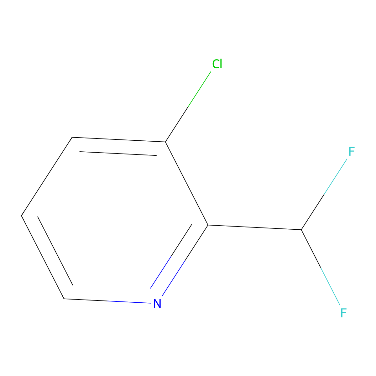 3-Chloro-2-(difluoromethyl)pyridine molecular structure, CAS 1805301-63-6