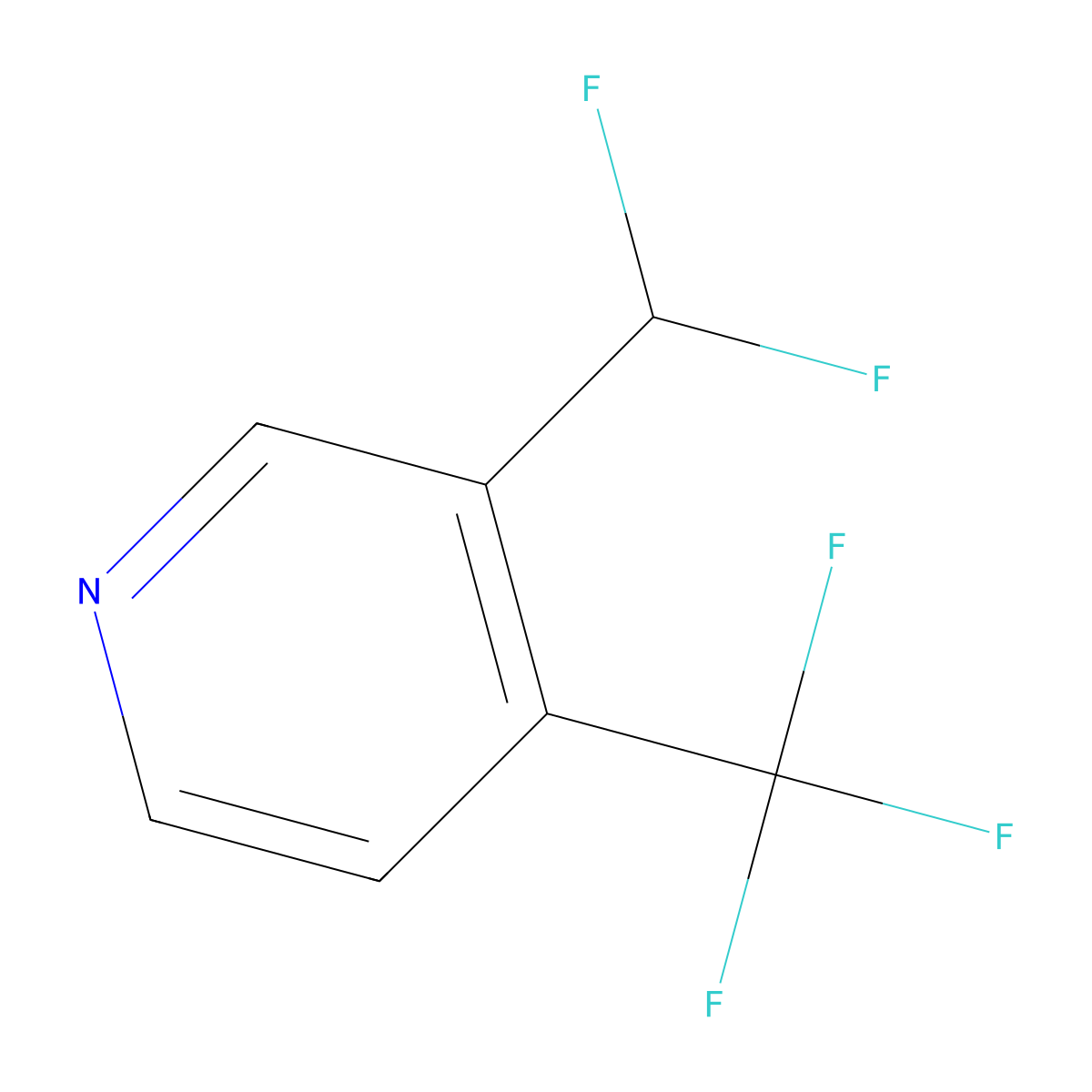 3-(Difluoromethyl)-4-(trifluoromethyl)pyridine molecular structure, CAS 1805302-49-1