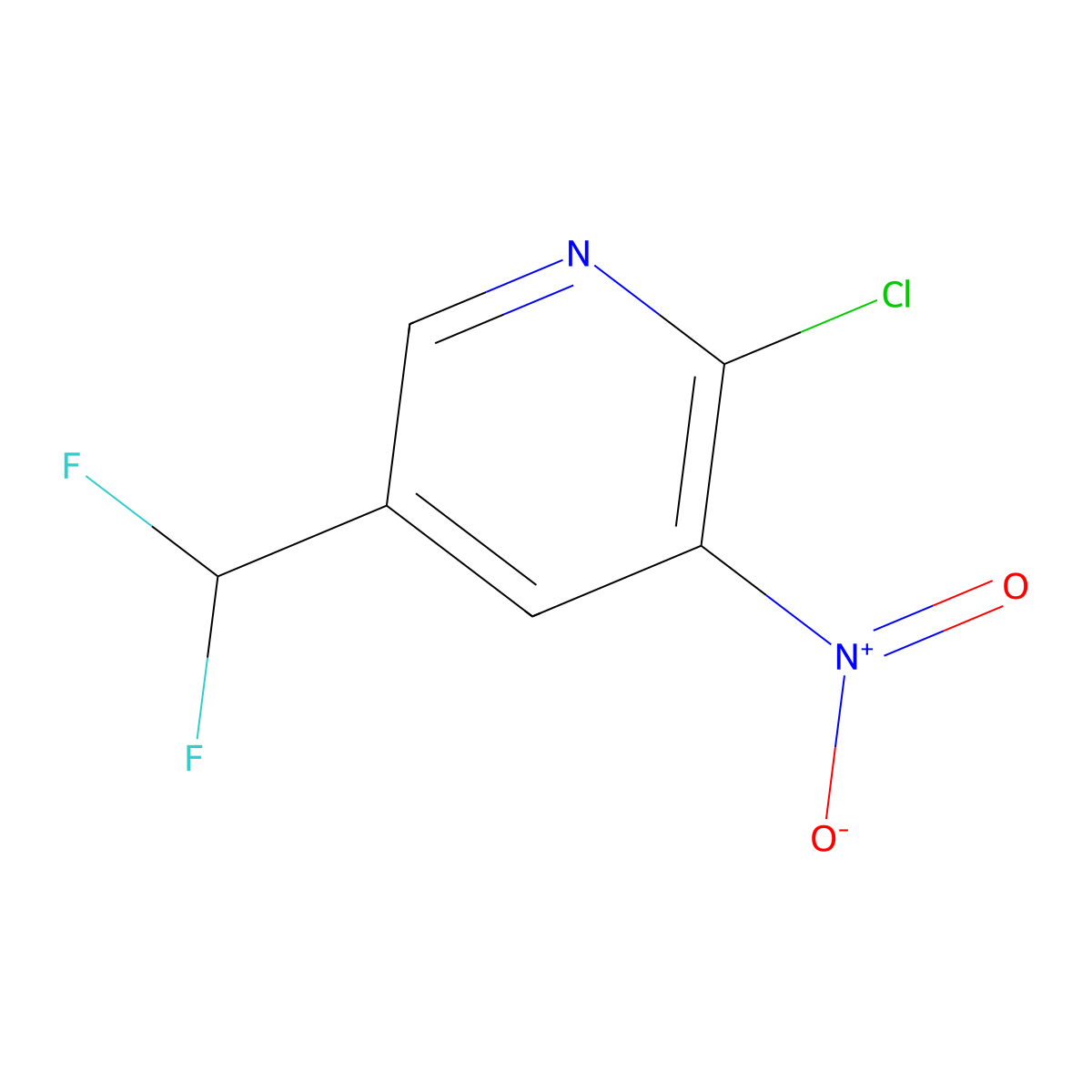 2-Chloro-5-(difluoromethyl)-3-nitropyridine molecular structure, CAS 1805302-57-1
