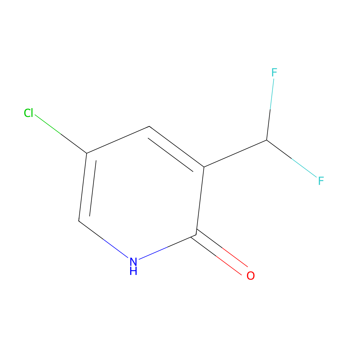 5-Chloro-3-(difluoromethyl)pyridin-2(1H)-one molecular structure, CAS 1805305-15-0
