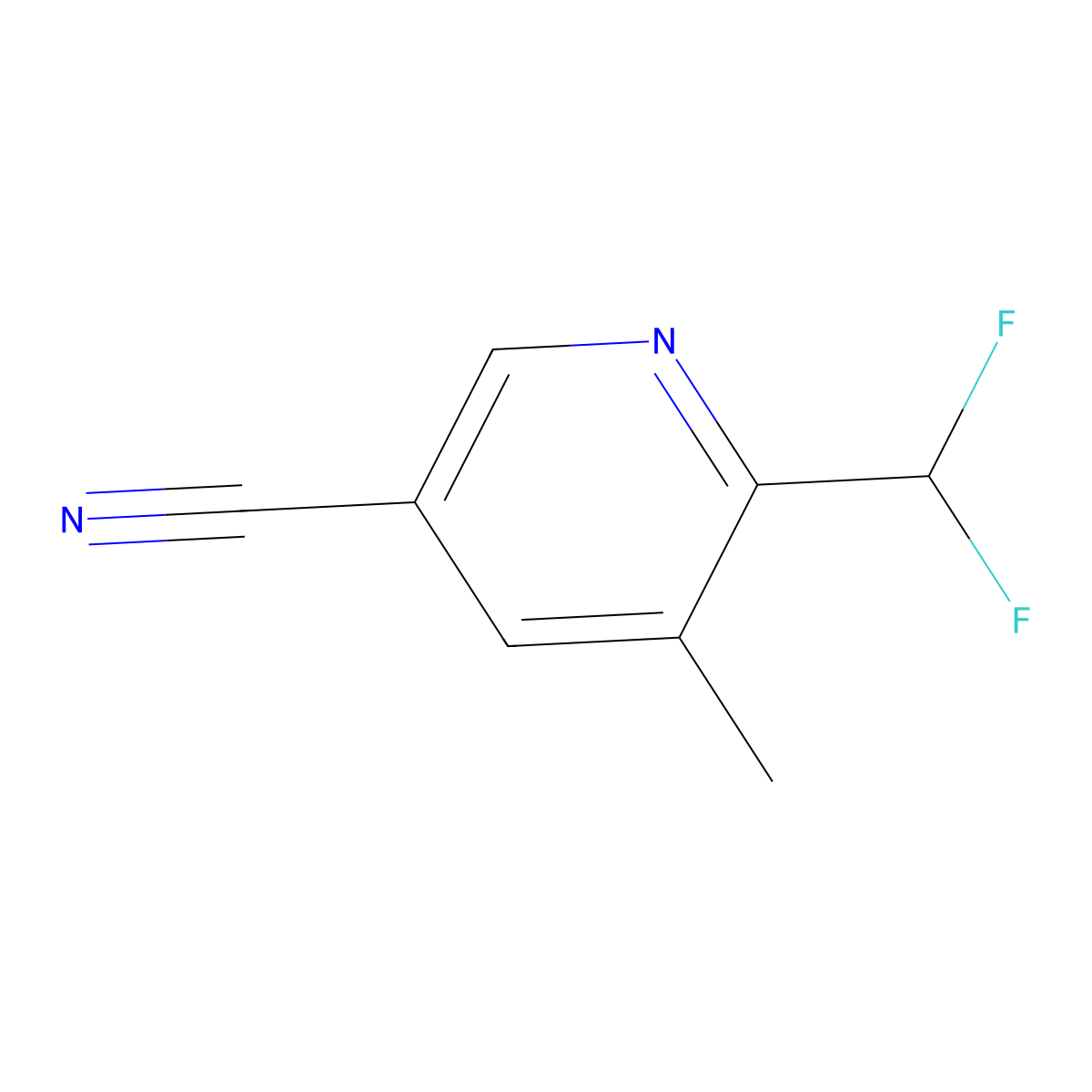 6-(Difluoromethyl)-5-methylpyridine-3-carbonitrile molecular structure, CAS 1805305-30-9